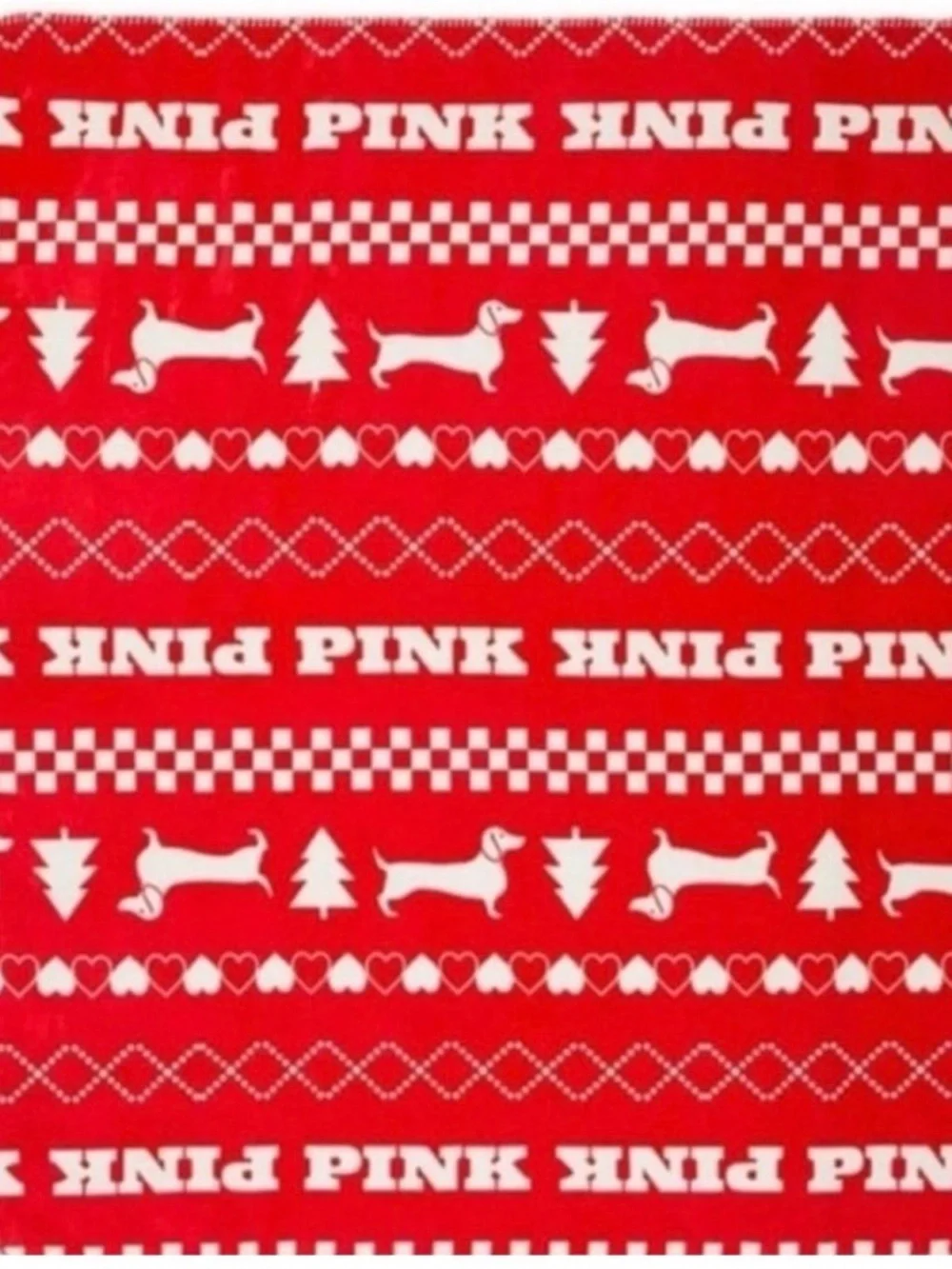 PINK Christmas Dachshund Print blaket